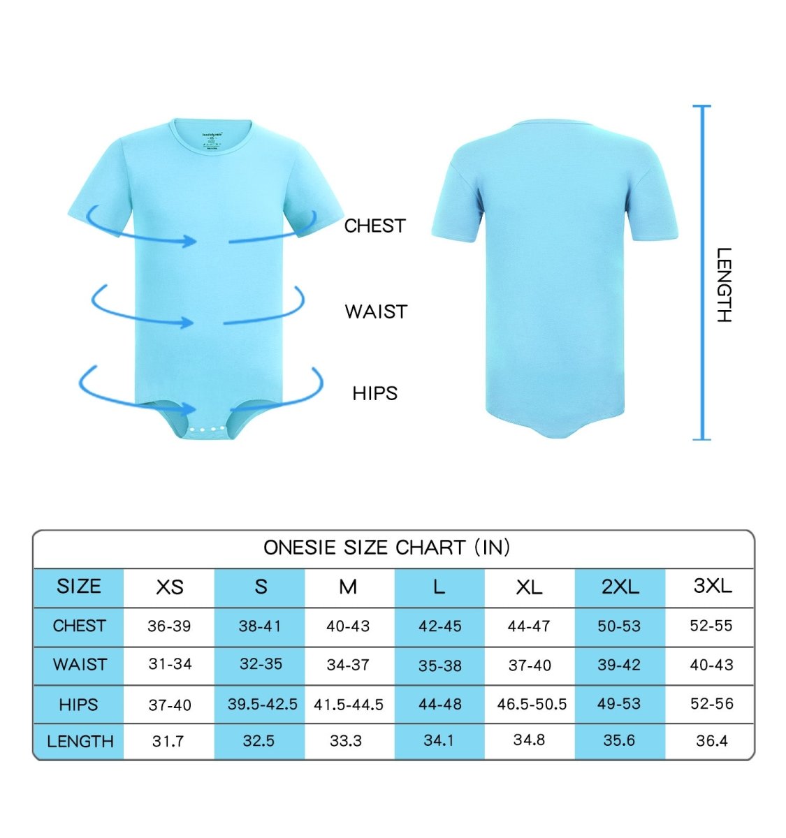 Landofgenie Basic Men Cotton Light Blue Bodysuit - landofgenie