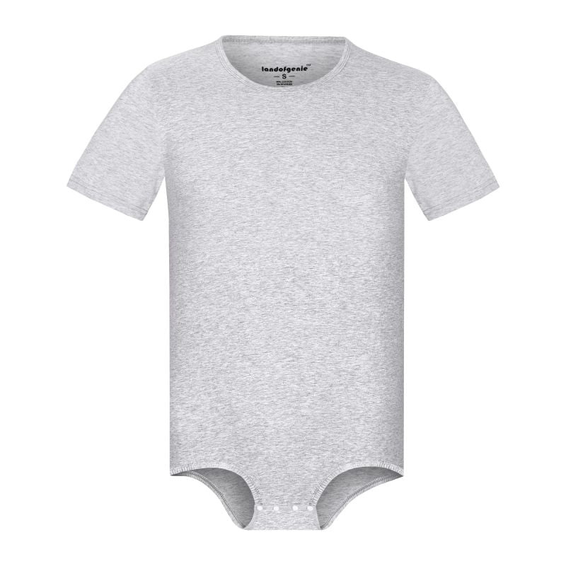 Landofgenie Basic Men Cotton Light Gray Bodysuit - landofgenie