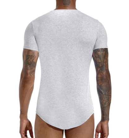 Landofgenie Basic Men Cotton Light Gray Bodysuit - landofgenie