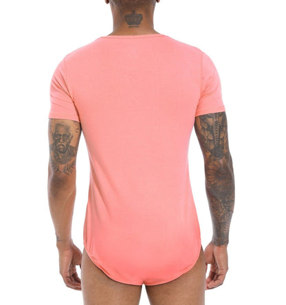 Landofgenie Basic Men Cotton Pink Bodysuit - landofgenie