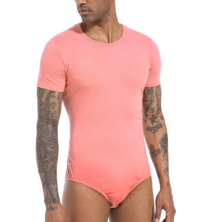 Landofgenie Basic Men Cotton Pink Bodysuit - landofgenie