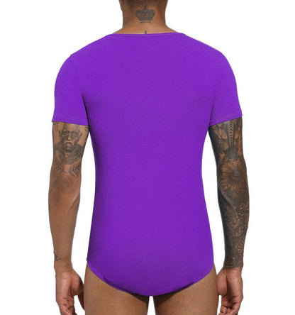 Landofgenie Basic Men Cotton Purple Bodysuit - landofgenie