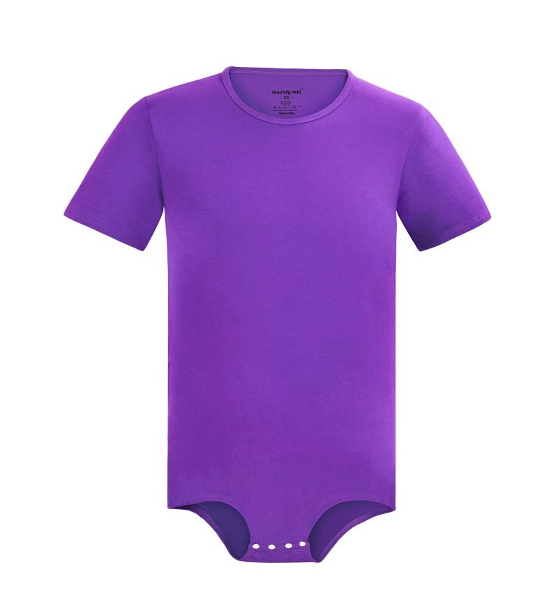 Landofgenie Basic Men Cotton Purple Bodysuit - landofgenie