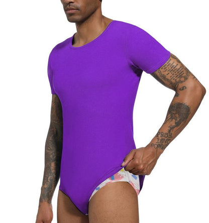 Landofgenie Basic Men Cotton Purple Bodysuit - landofgenie