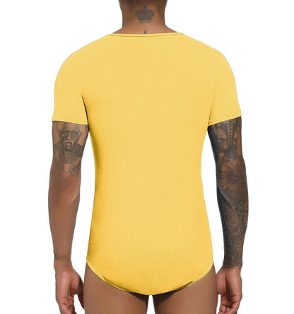 Landofgenie Basic Men Cotton Yellow Bodysuit - landofgenie