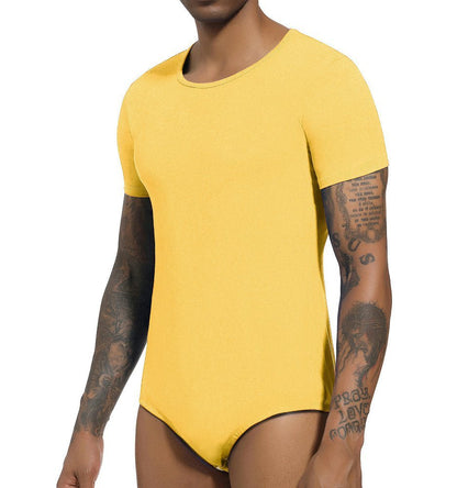 Landofgenie Basic Men Cotton Yellow Bodysuit - landofgenie