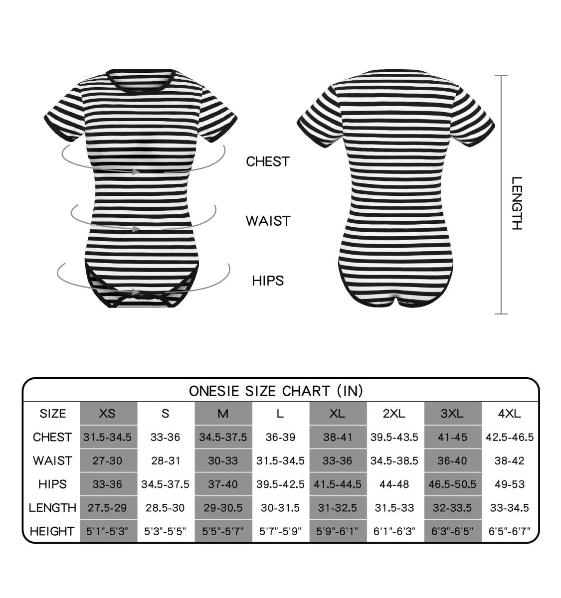 Landofgenie Cotton Women Onesie -Black & White Stripe Girl - landofgenie