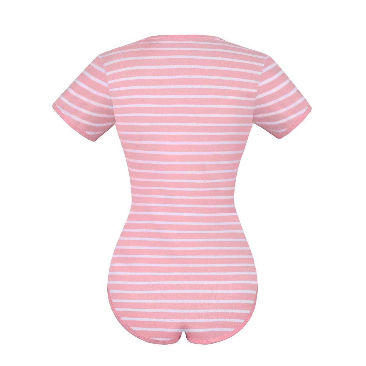 Landofgenie Cotton Women Onesie -Pink & White Stripe Girl - landofgenie