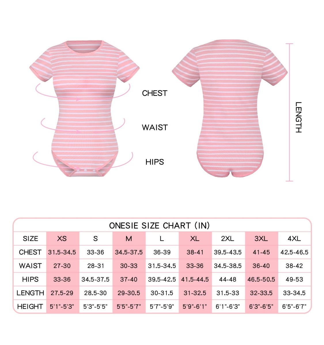 Landofgenie Cotton Women Onesie -Pink & White Stripe Girl - landofgenie