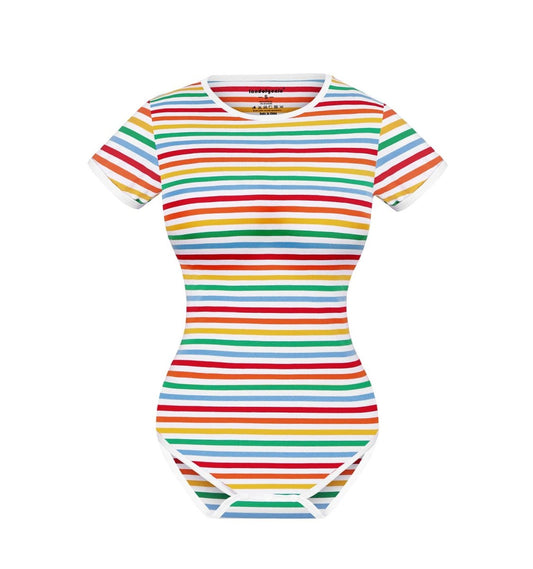 Landofgenie Cotton Women Onesie - Rainbow Stripe Girl - landofgenie