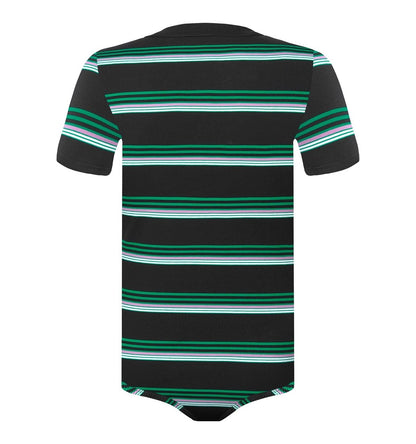 Landofgenie Men Brand Striped Polo Onesie - Classical Black Polo - landofgenie