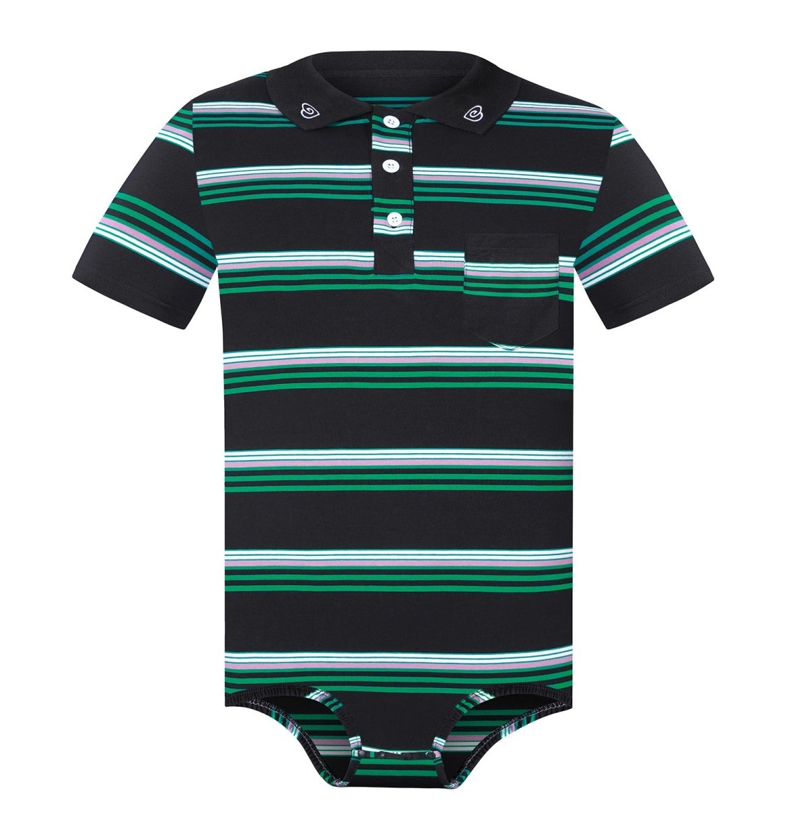 Landofgenie Men Brand Striped Polo Onesie - Classical Black Polo - landofgenie