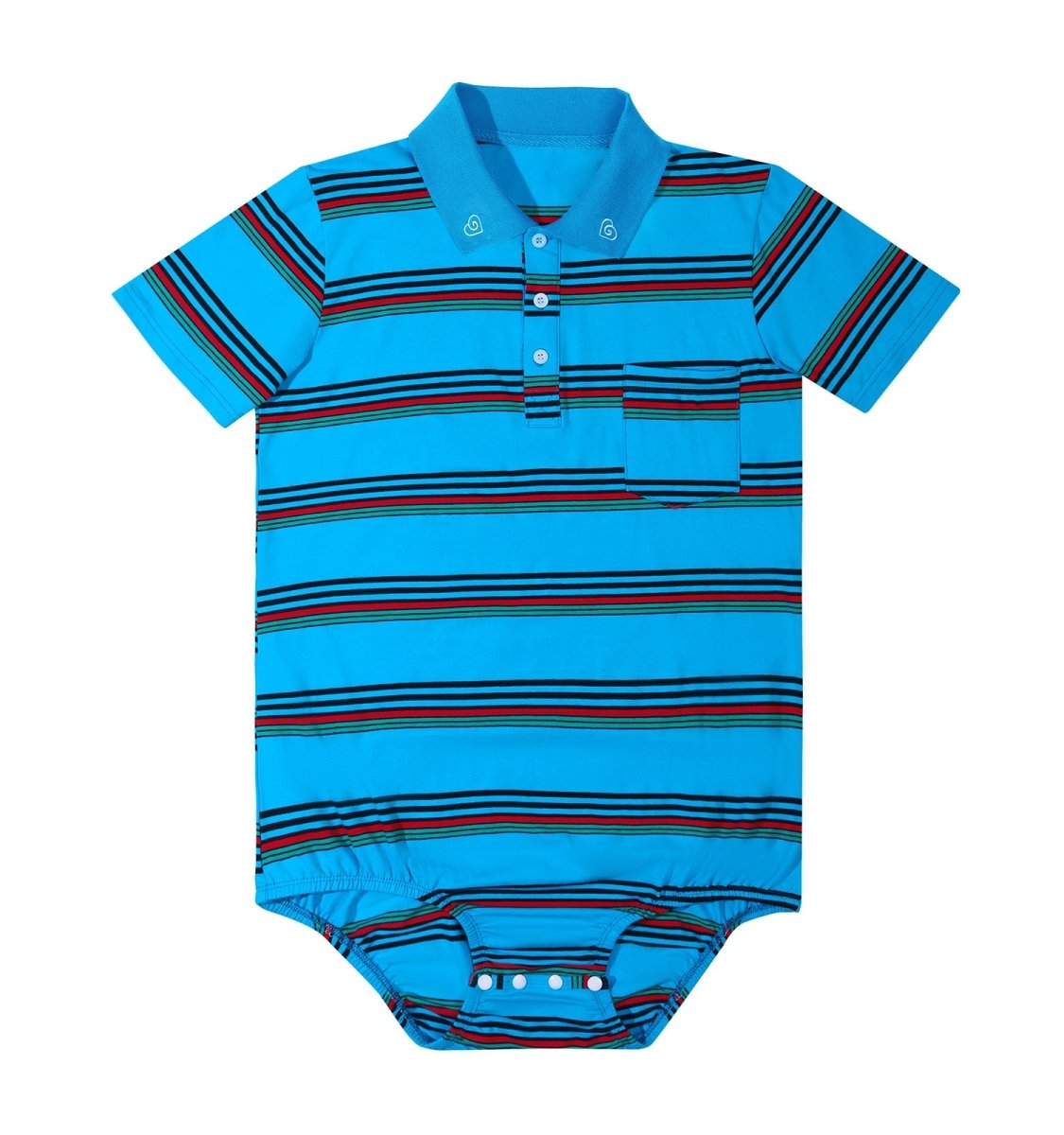 Landofgenie Men Brand Striped Polo Onesie Classical Blue Polo landofgenie