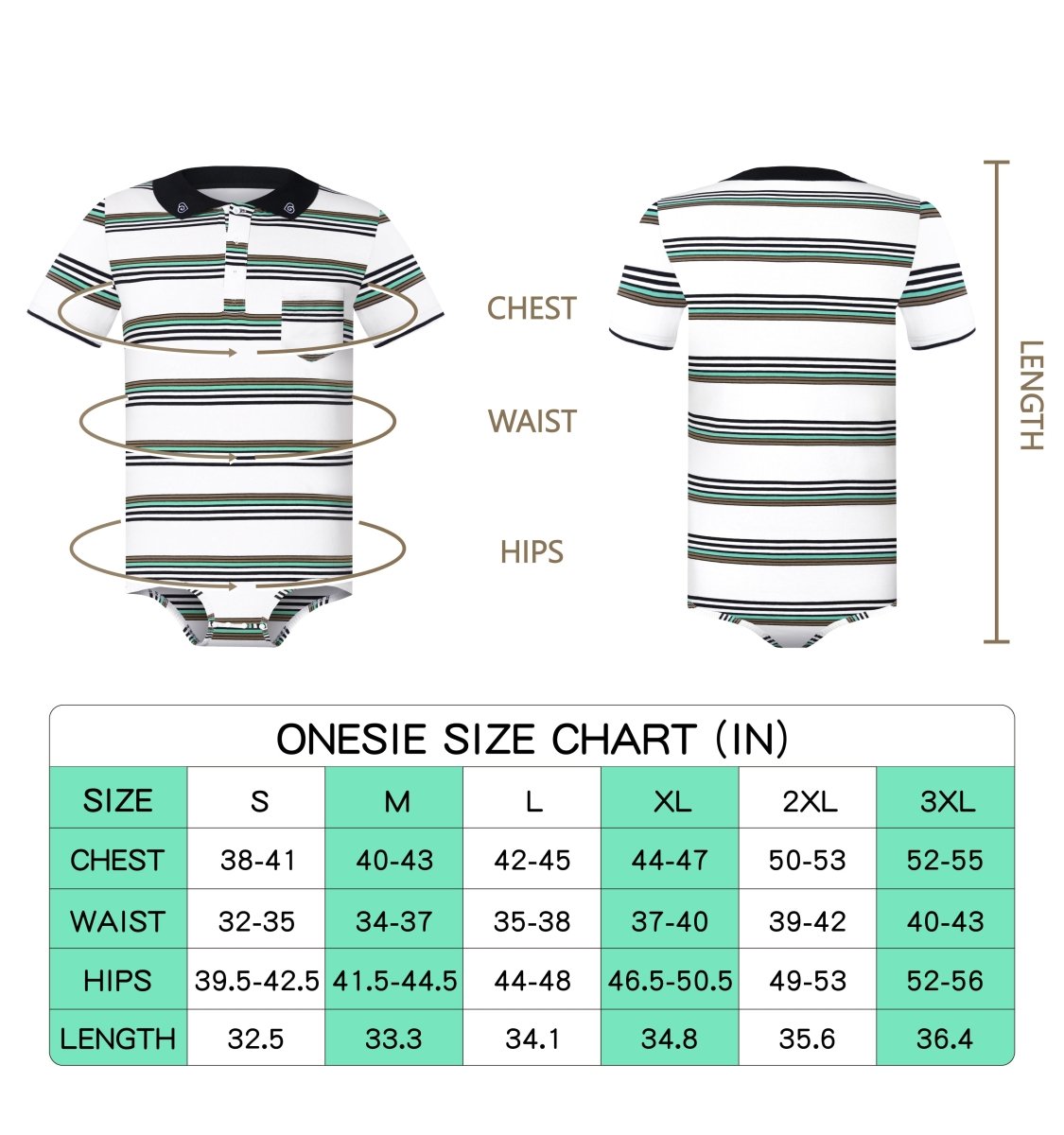 Landofgenie Men Brand Striped Polo Onesie - Classical White Polo - landofgenie