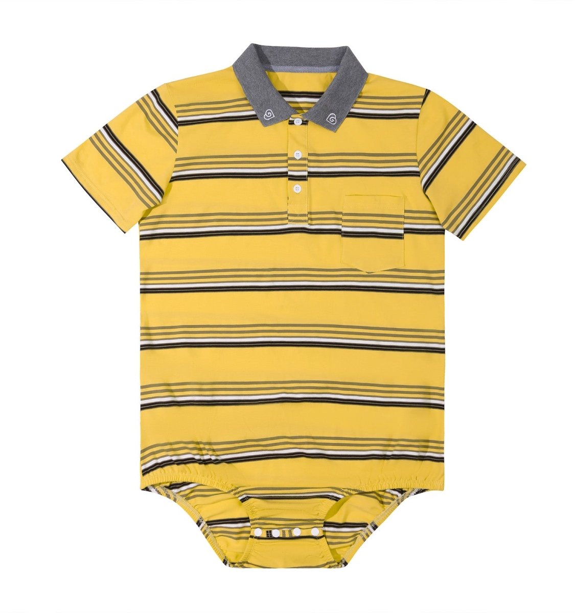 Landofgenie Men Brand Striped Polo Onesie - Classical Yellow Polo - landofgenie