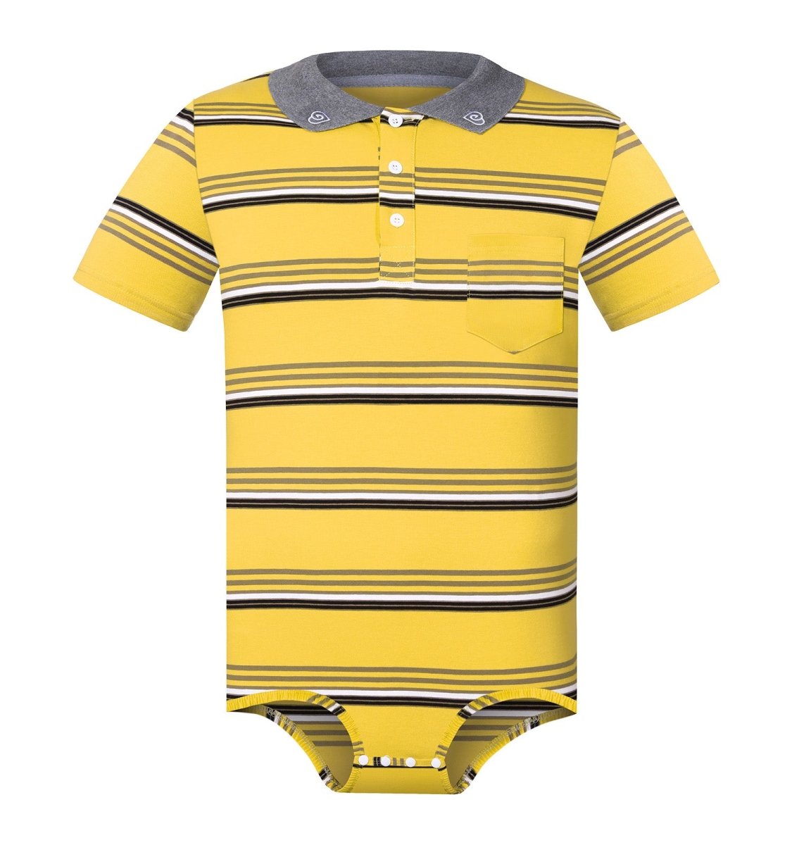 Landofgenie Men Brand Striped Polo Onesie - Classical Yellow Polo - landofgenie