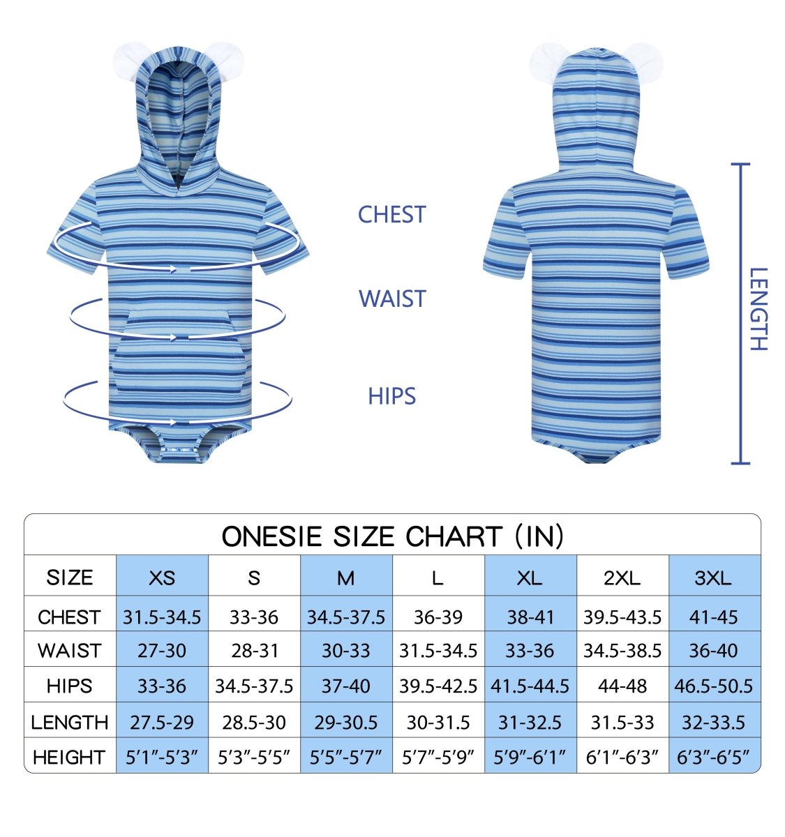 Landofgenie Men Thicker Cotton Onesie with Cap - Blue Color - landofgenie