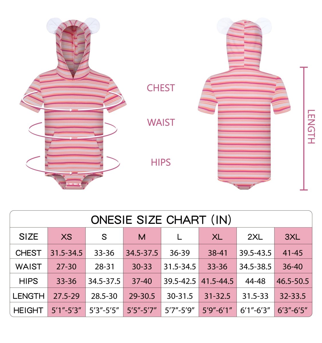 Landofgenie Men Thicker Cotton Onesie with Cap - Pink Color - landofgenie