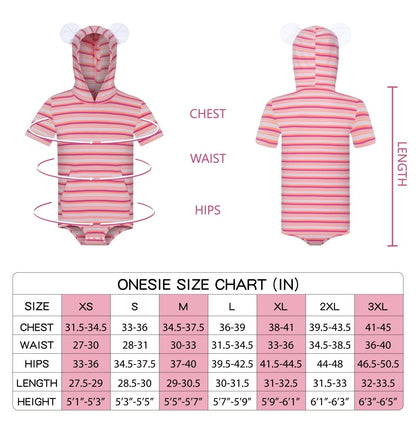 Landofgenie Men Thicker Cotton Onesie with Cap - Pink Color - landofgenie