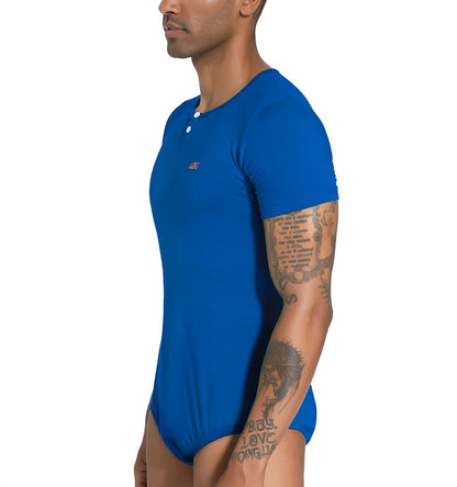 Landofgenie Mens Short Sleeve Bodysuit Basic Onesie Blue - Monster - landofgenie