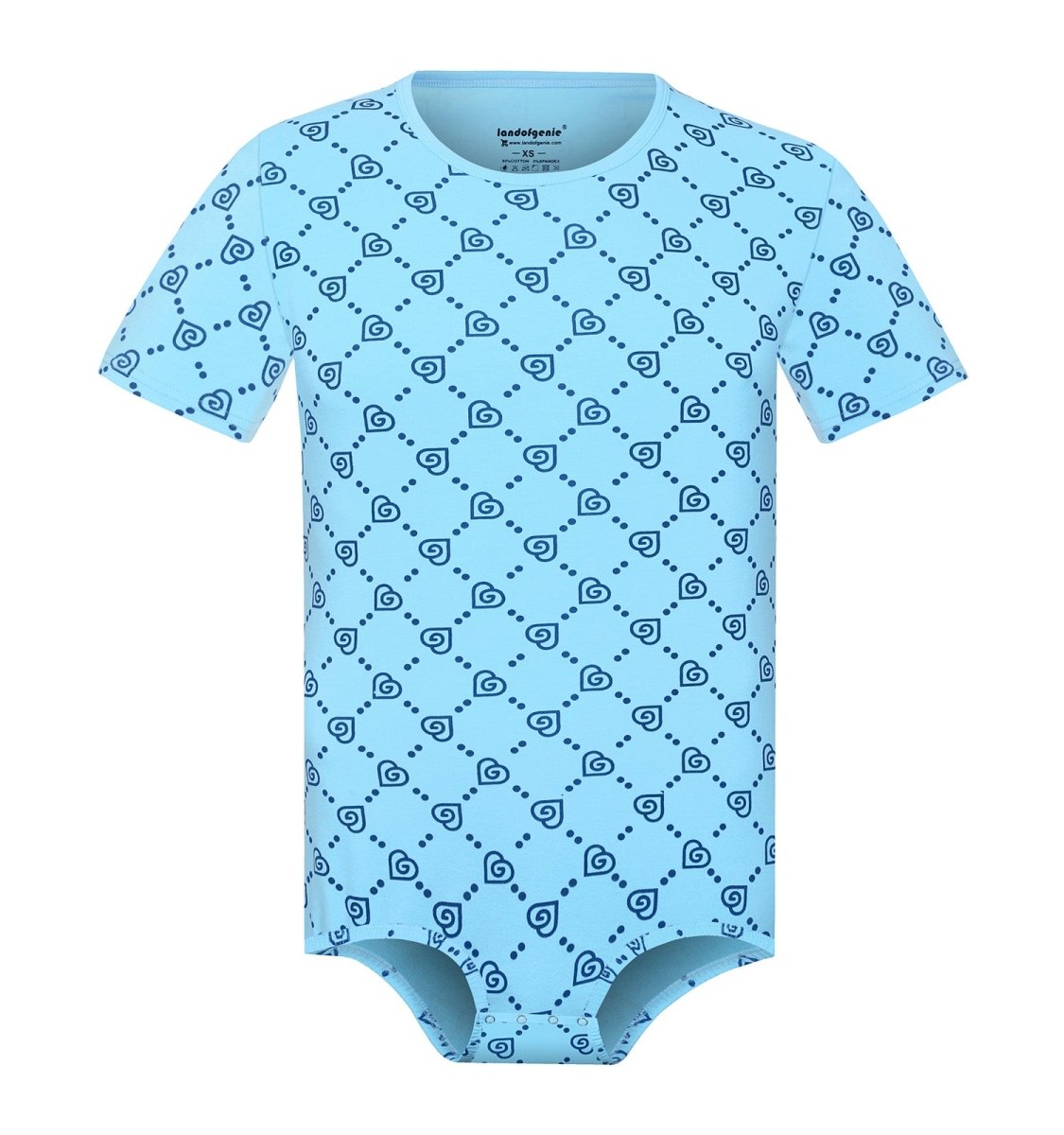 Landofgenie Mens Short Sleeve Onesie - Monoland with Blue - landofgenie