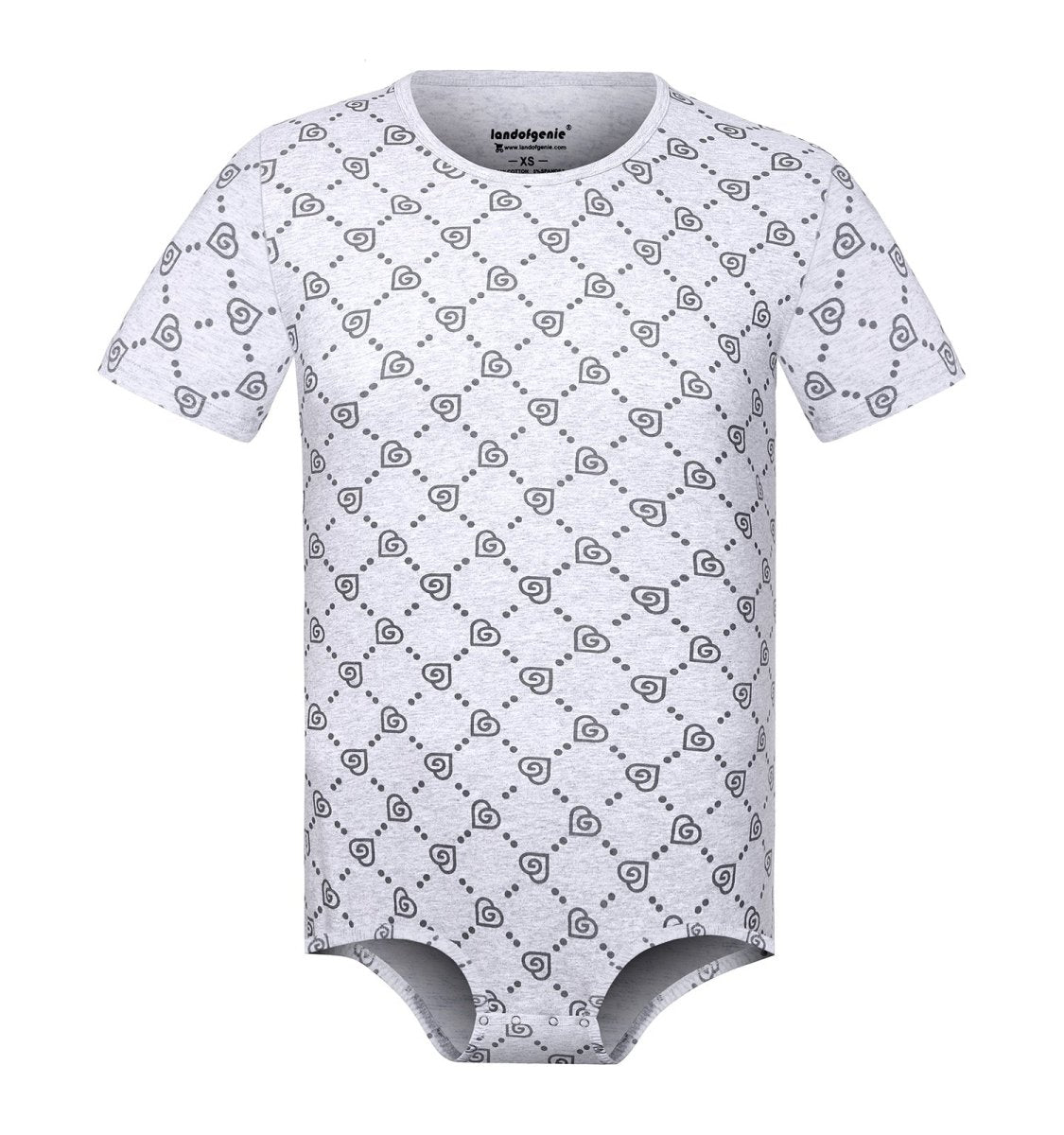 Landofgenie Mens Short Sleeve Onesie - Monoland with Light Gray - landofgenie