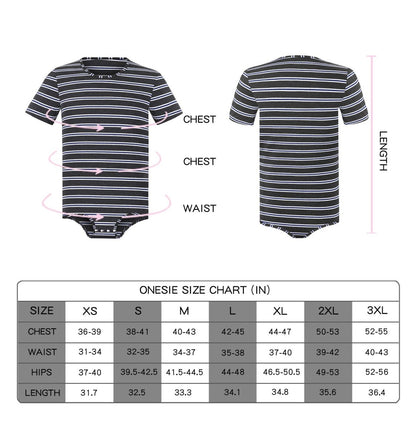 Landofgenie Mens Striped Onesie Short Sleeve Bodysuit - Basic Striped - landofgenie