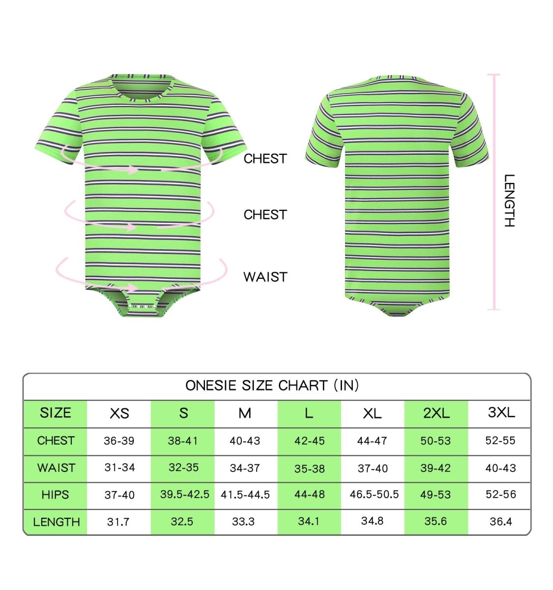 Landofgenie Mens Striped Onesie Short Sleeve Bodysuit - Basic Striped - landofgenie
