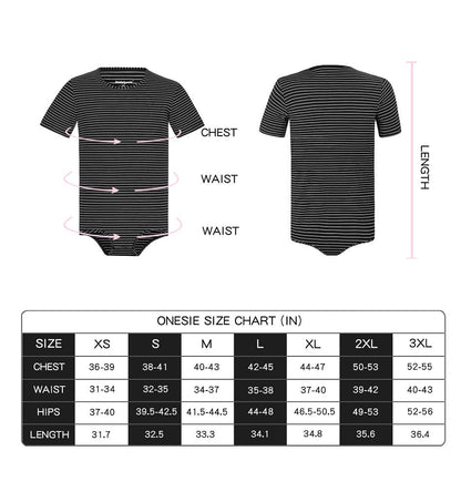 Landofgenie Mens Striped Onesie Short Sleeve Bodysuit Black - Stripe Maker - landofgenie