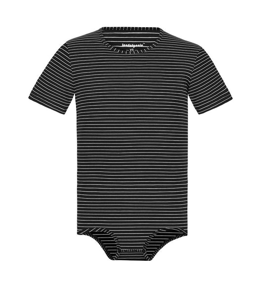 Landofgenie Mens Striped Onesie Short Sleeve Bodysuit Black - Stripe Maker - landofgenie