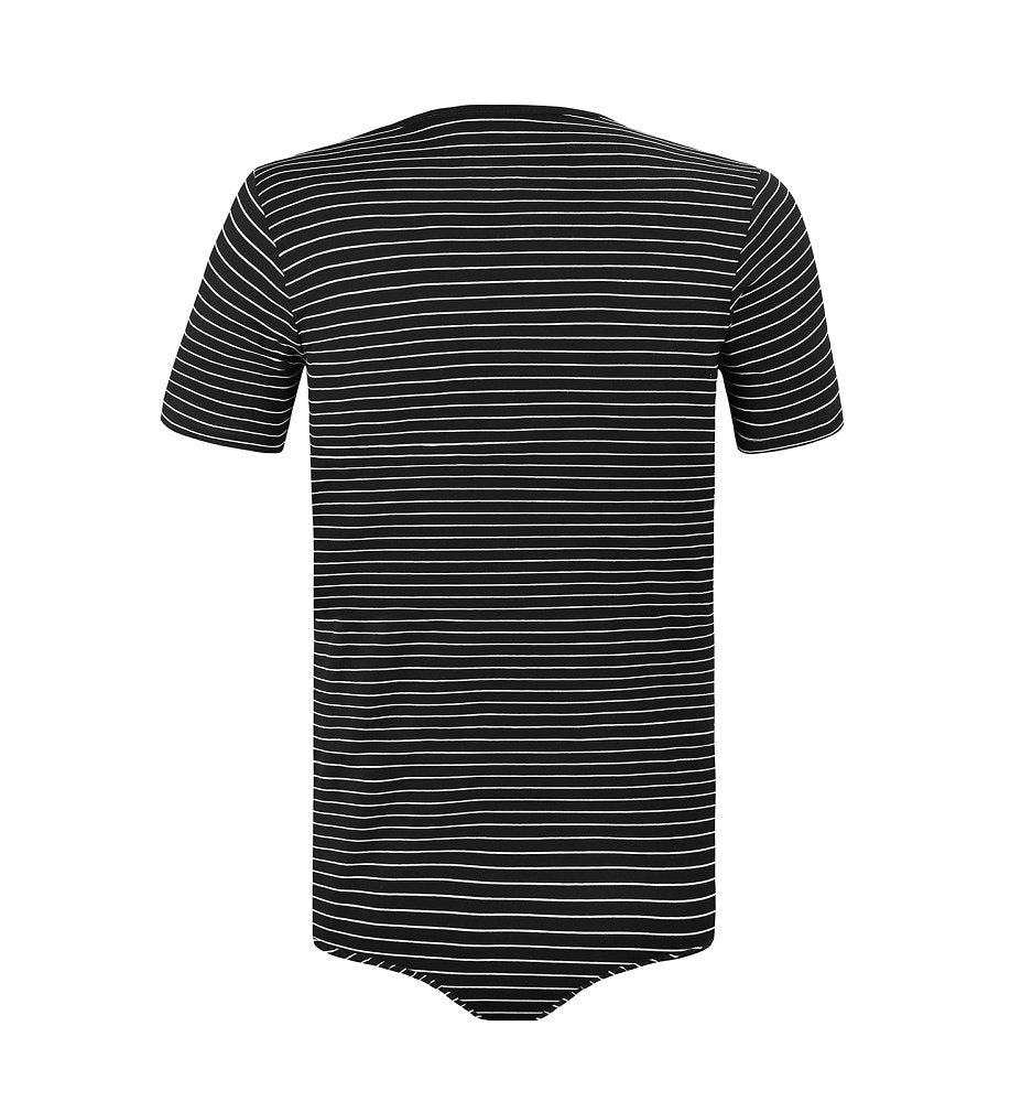 Landofgenie Mens Striped Onesie Short Sleeve Bodysuit Black - Stripe Maker - landofgenie