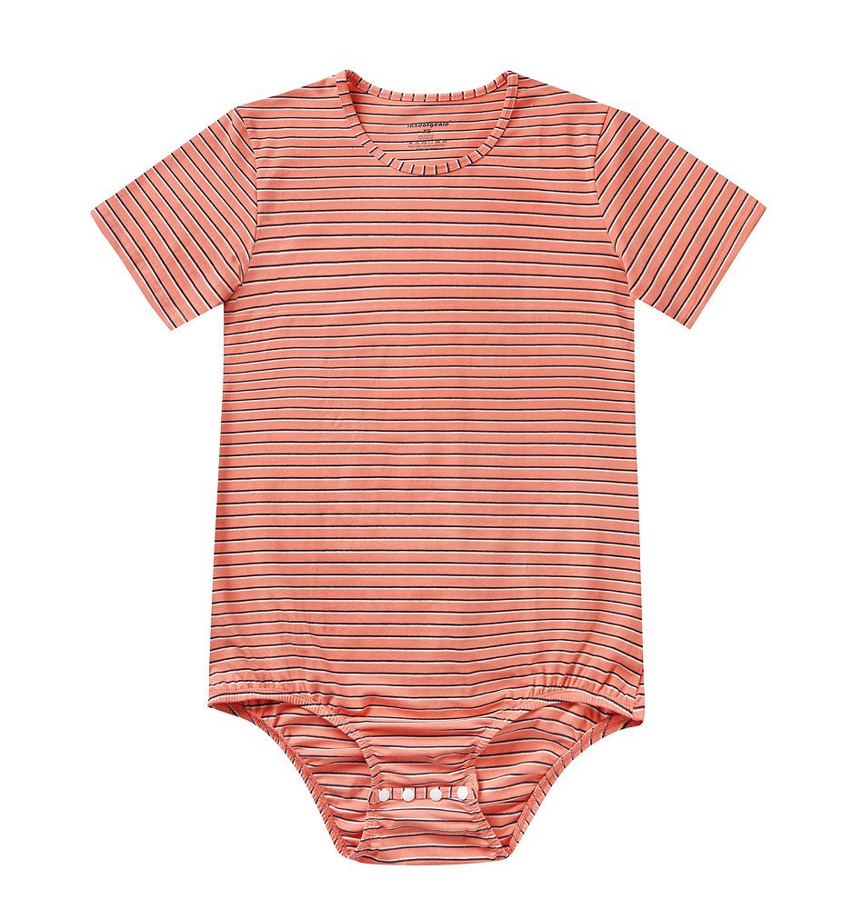 Landofgenie Mens Striped Onesie Short Sleeve Bodysuit Pink - Stripe Maker - landofgenie