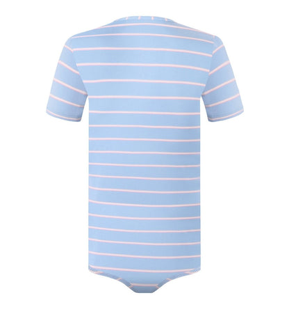 Landofgenie Mens Striped Onesie Short Sleeve Bodysuit - Stripe Men - landofgenie