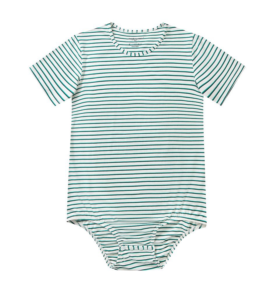 Landofgenie Mens Striped Onesie Short Sleeve Bodysuit White - Stripe Maker - landofgenie