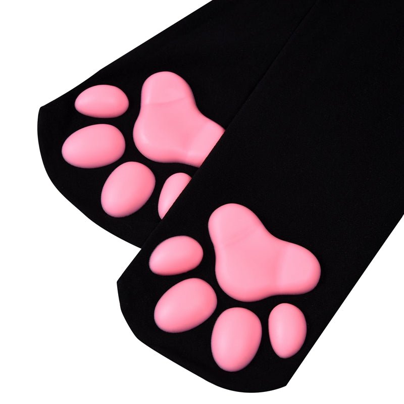 Landofgenie Pink Cat Paw Pad Knee High Socks - 2 Pairs - landofgenie