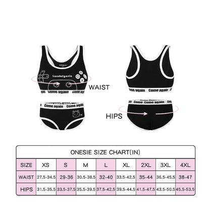 Landofgenie Women Cotton Camisole and Panties Sports Loungewear Bralette Set - Game Player Black - landofgenie