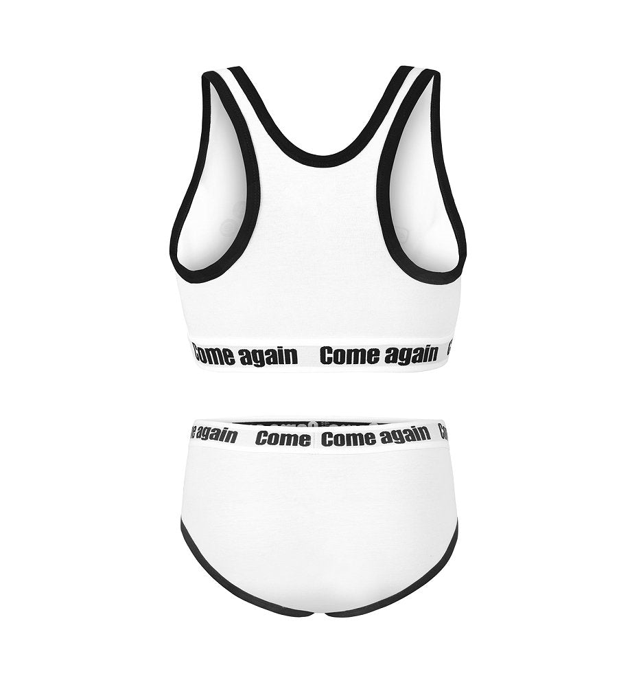 Landofgenie Women Cotton Camisole and Panties Sports Loungewear Bralette Set - Game Player White - landofgenie